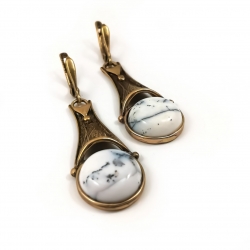 2341 Brass earrings with Dendritic Agate