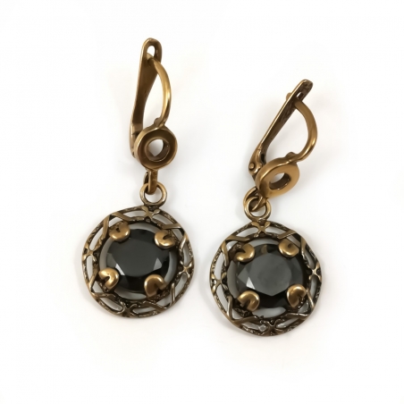 2342 Brass earrings with Zircon