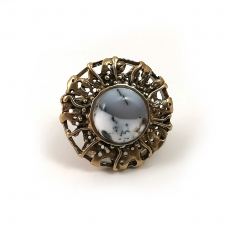 2398 Brass ring with Dendritic Agate