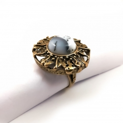 2398 Brass ring with Dendritic Agate