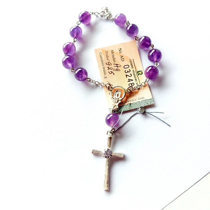 Silver Rosary with Amethyst [R027] Bigger