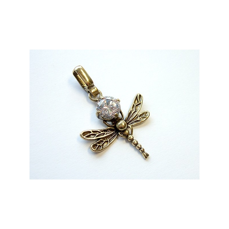 584 Brass pendant "Dragonfly" with Zircon