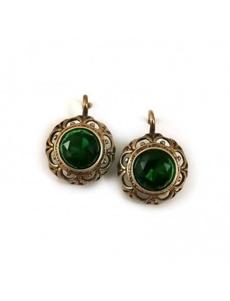 2338 Brass earrings with Zircon